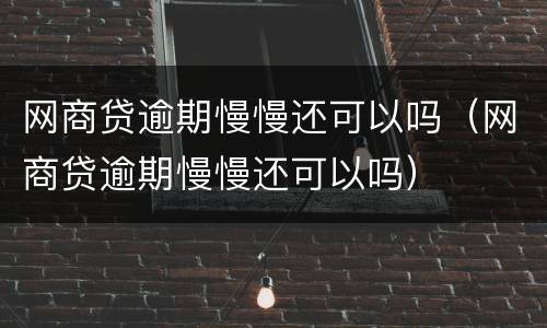 网商贷逾期慢慢还可以吗（网商贷逾期慢慢还可以吗）