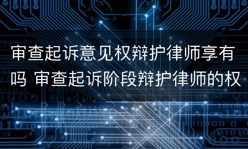 审查起诉意见权辩护律师享有吗 审查起诉阶段辩护律师的权利