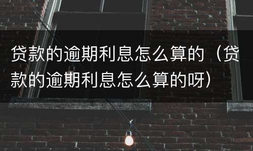 贷款的逾期利息怎么算的（贷款的逾期利息怎么算的呀）