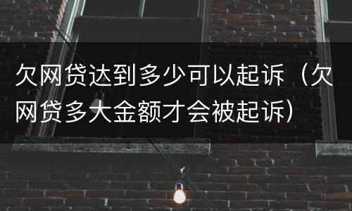 欠网贷达到多少可以起诉（欠网贷多大金额才会被起诉）
