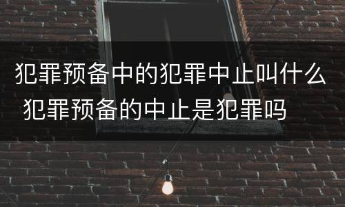 犯罪预备中的犯罪中止叫什么 犯罪预备的中止是犯罪吗