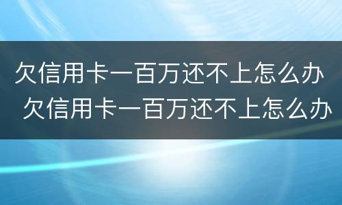 欠信用卡一百万还不上怎么办 欠信用卡一百万还不上怎么办呢