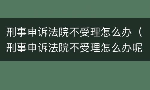 刑事申诉法院不受理怎么办（刑事申诉法院不受理怎么办呢）