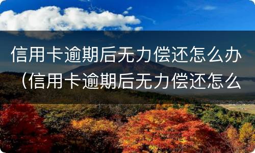 信用卡逾期后无力偿还怎么办（信用卡逾期后无力偿还怎么办延安）