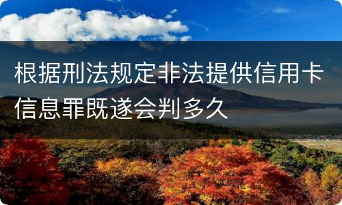根据刑法规定非法提供信用卡信息罪既遂会判多久