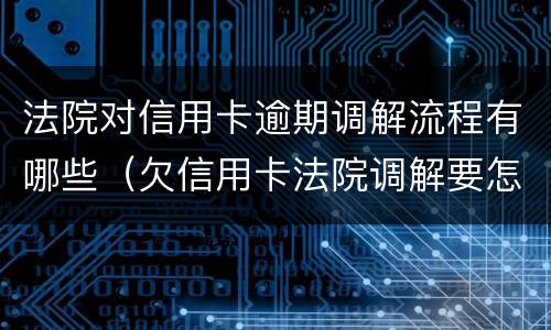 法院对信用卡逾期调解流程有哪些（欠信用卡法院调解要怎么还）