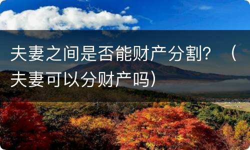 夫妻之间是否能财产分割？（夫妻可以分财产吗）