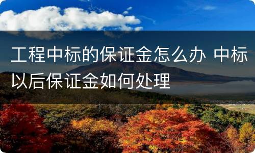 工程中标的保证金怎么办 中标以后保证金如何处理