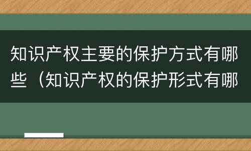 知识产权主要的保护方式有哪些（知识产权的保护形式有哪些）