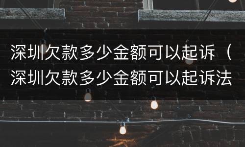 深圳欠款多少金额可以起诉（深圳欠款多少金额可以起诉法院）