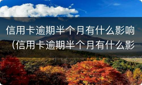 信用卡逾期半个月有什么影响（信用卡逾期半个月有什么影响吗）