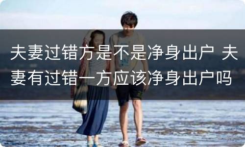 夫妻过错方是不是净身出户 夫妻有过错一方应该净身出户吗