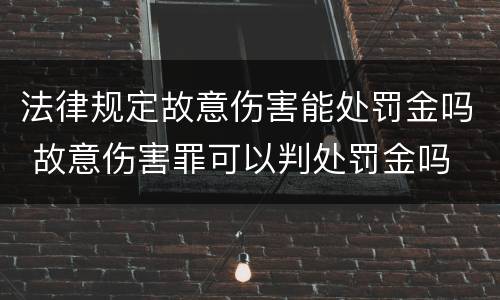 法律规定故意伤害能处罚金吗 故意伤害罪可以判处罚金吗