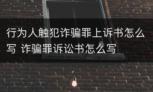 行为人触犯诈骗罪上诉书怎么写 诈骗罪诉讼书怎么写