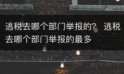逃税去哪个部门举报的？ 逃税去哪个部门举报的最多