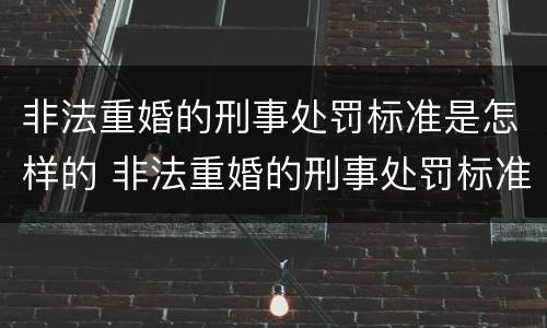 非法重婚的刑事处罚标准是怎样的 非法重婚的刑事处罚标准是怎样的呢