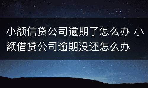 小额信贷公司逾期了怎么办 小额借贷公司逾期没还怎么办
