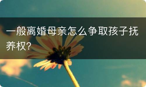 一般离婚母亲怎么争取孩子抚养权？