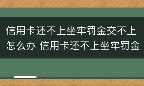 信用卡还不上坐牢罚金交不上怎么办 信用卡还不上坐牢罚金交不上怎么办呢