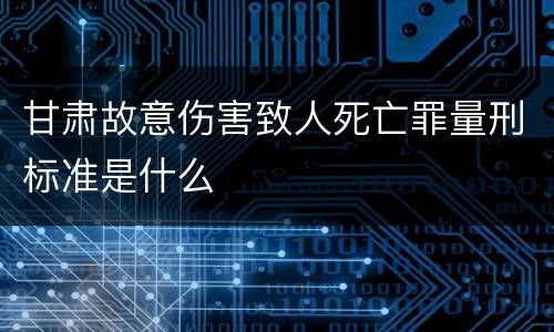甘肃故意伤害致人死亡罪量刑标准是什么