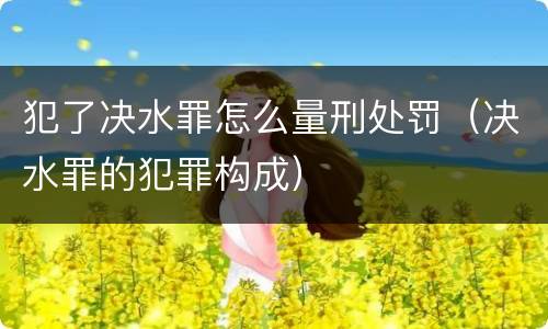 犯了决水罪怎么量刑处罚（决水罪的犯罪构成）