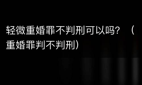 轻微重婚罪不判刑可以吗？（重婚罪判不判刑）