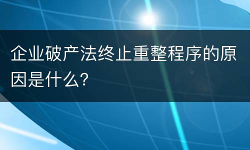 企业破产法终止重整程序的原因是什么？