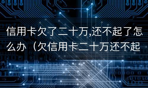 信用卡欠了二十万,还不起了怎么办（欠信用卡二十万还不起,可以慢慢还吗）