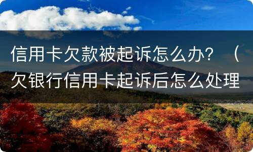 信用卡欠款被起诉怎么办？（欠银行信用卡起诉后怎么处理）