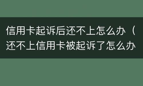 信用卡起诉后还不上怎么办（还不上信用卡被起诉了怎么办）