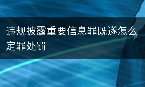 违规披露重要信息罪既遂怎么定罪处罚