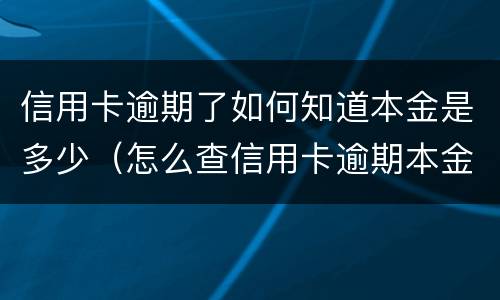 信用卡逾期了如何知道本金是多少（怎么查信用卡逾期本金）