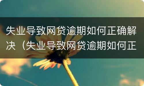 失业导致网贷逾期如何正确解决（失业导致网贷逾期如何正确解决问题）