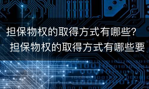 担保物权的取得方式有哪些？ 担保物权的取得方式有哪些要求