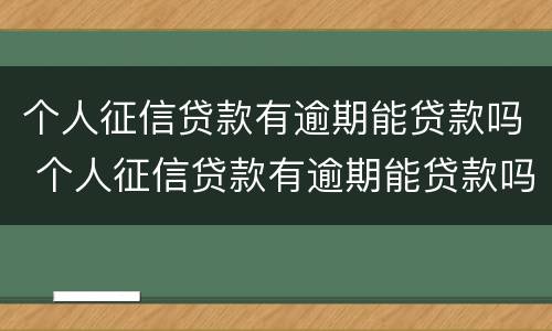 个人征信贷款有逾期能贷款吗 个人征信贷款有逾期能贷款吗知乎