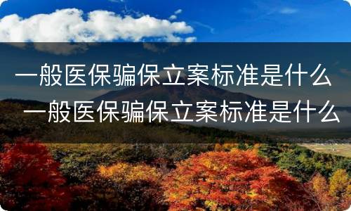 一般医保骗保立案标准是什么 一般医保骗保立案标准是什么样的
