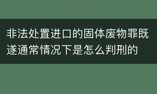 非法处置进口的固体废物罪既遂通常情况下是怎么判刑的