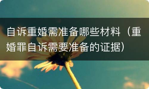 自诉重婚需准备哪些材料（重婚罪自诉需要准备的证据）