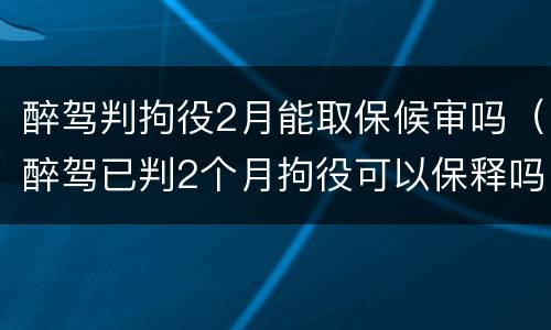 醉驾判拘役2月能取保候审吗（醉驾已判2个月拘役可以保释吗）