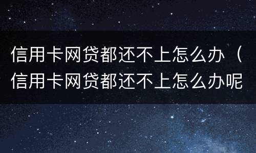 信用卡网贷都还不上怎么办（信用卡网贷都还不上怎么办呢）