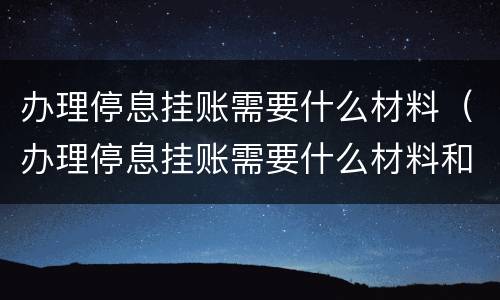办理停息挂账需要什么材料（办理停息挂账需要什么材料和手续）