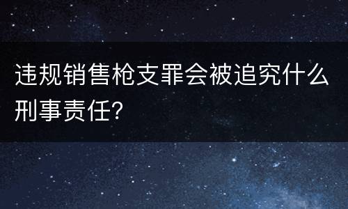 违规销售枪支罪会被追究什么刑事责任？