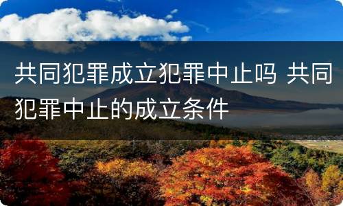 共同犯罪成立犯罪中止吗 共同犯罪中止的成立条件