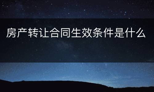 房产转让合同生效条件是什么