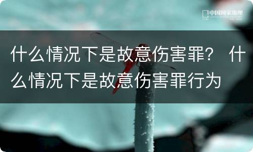 什么情况下是故意伤害罪？ 什么情况下是故意伤害罪行为