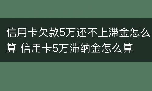 信用卡欠款5万还不上滞金怎么算 信用卡5万滞纳金怎么算