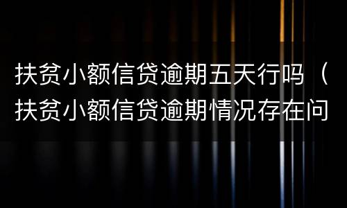 扶贫小额信贷逾期五天行吗（扶贫小额信贷逾期情况存在问题）