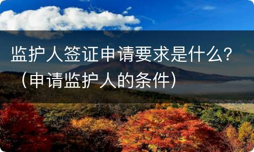 监护人签证申请要求是什么？（申请监护人的条件）