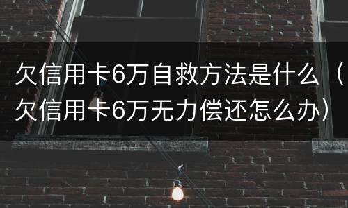 欠信用卡6万自救方法是什么（欠信用卡6万无力偿还怎么办）