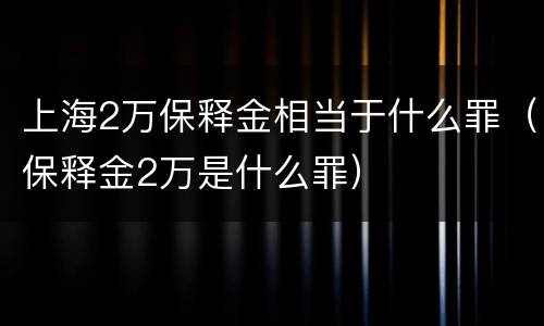 上海2万保释金相当于什么罪（保释金2万是什么罪）